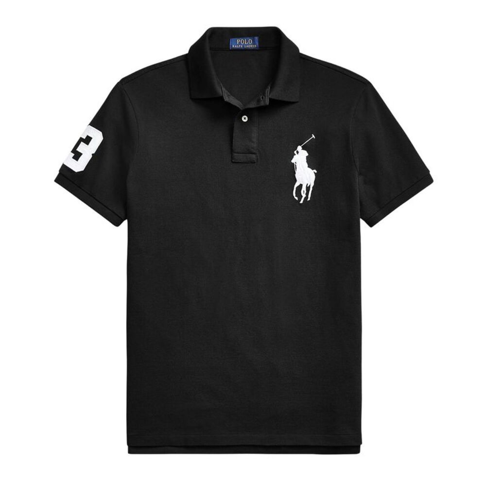 Polo Ralph Lauren Mens Custom Slim Fit Big Pony Mesh Polo Shirt L Polo Black NWT